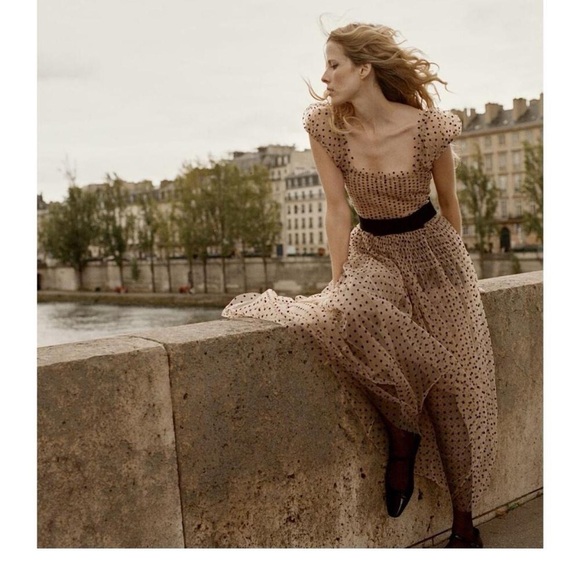 DÔEN Pamelina Dress in Cream w/ Black Polka Dots XXS (belt not included)